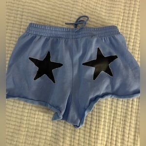PINK Victoria's Secret Blue Shorts - Black Stars